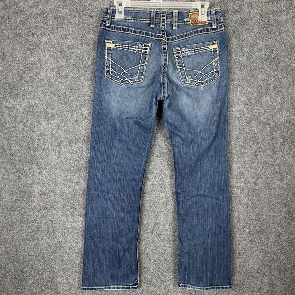 BKE Denim Jeans Women 27 Boot Cut Style BRITM Distressed White Stitching - Picture 9 of 13